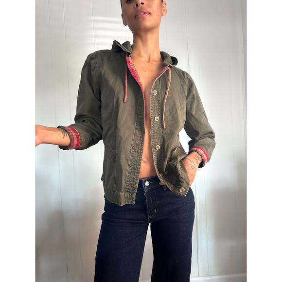 Vintage Army Green 100% Cotton Jacket Size Medium - Picture 1 of 4